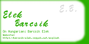 elek barcsik business card